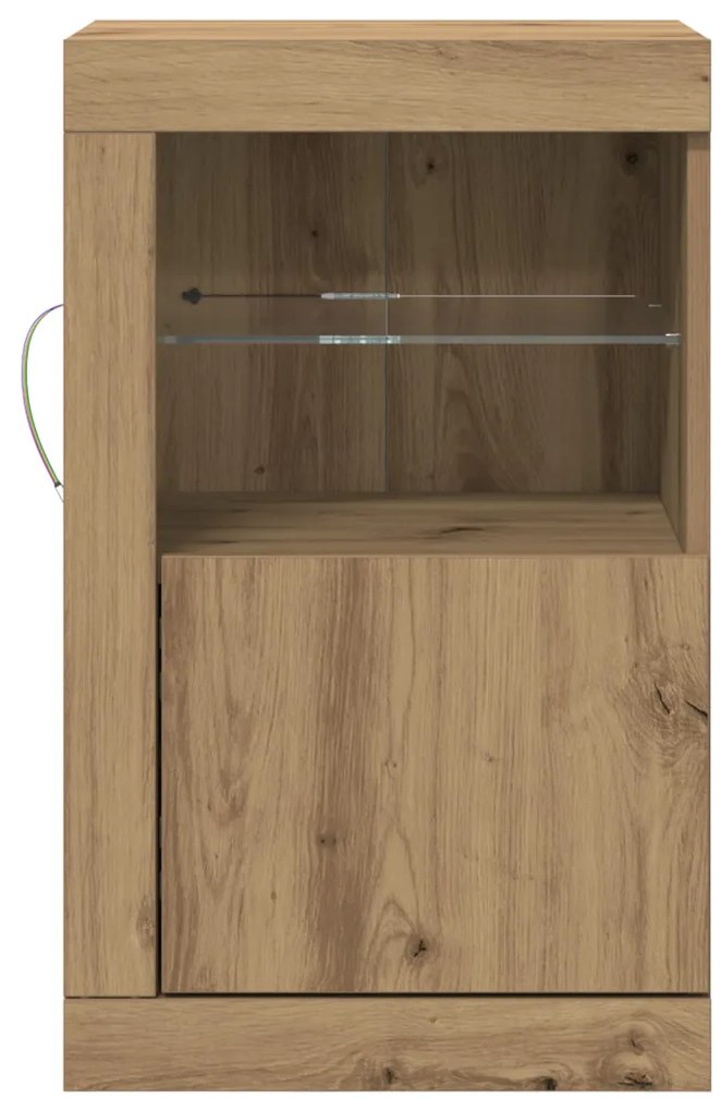 LED világítással ellátott oldalszekrények 2 db Kézműves tölgy 41x37x67 cm