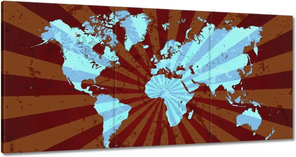 Festmények 180x90 Kék világtérkép