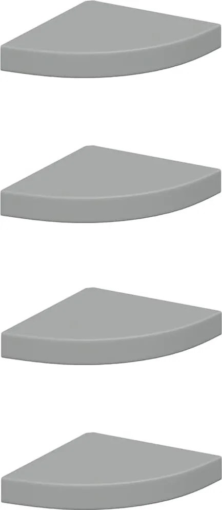 vidaXL 4 db szürke MDF lebegő sarokpolc 25 x 25 x 3,8 cm