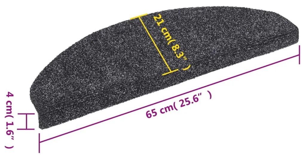 5 db sötétszürke tűlyukasztott öntapadó lépcsőszőnyeg 65x21x4cm