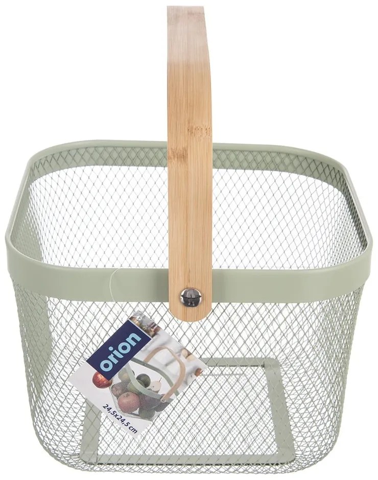 Fémhuzalos fém tárolókosár 24,5x24,5x30 cm Greenish – Orion