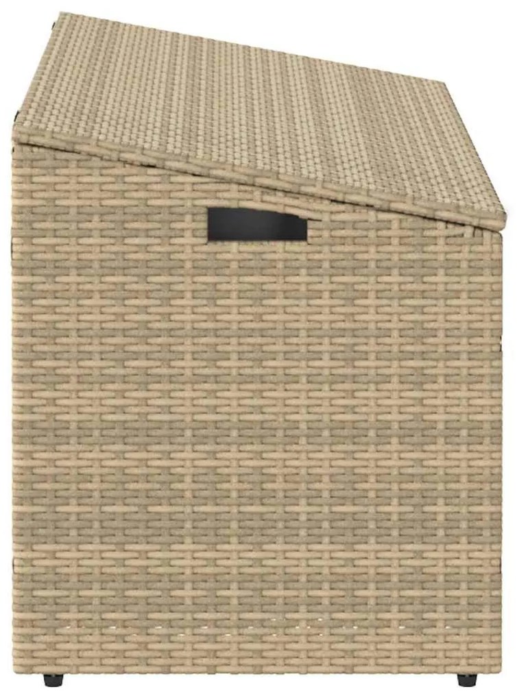 bézs polyrattan kerti tárolóláda 110x50x58 cm