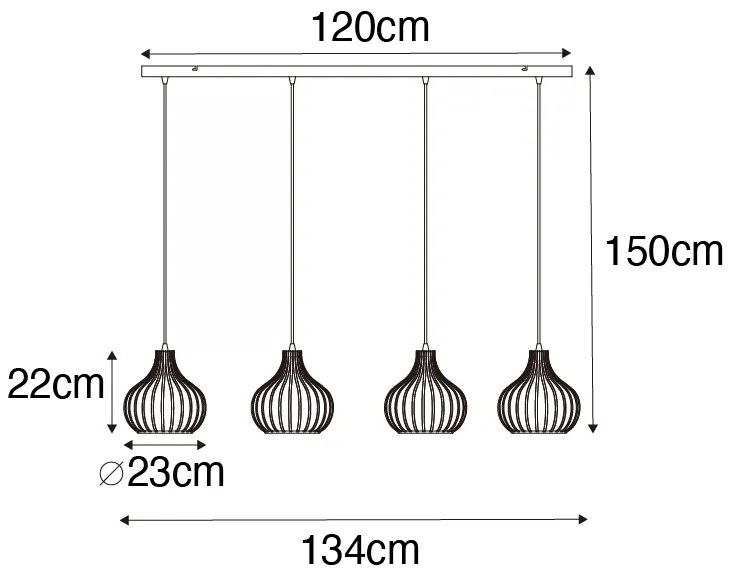 Modern lógólámpa fekete 4-lámpás - Saffira