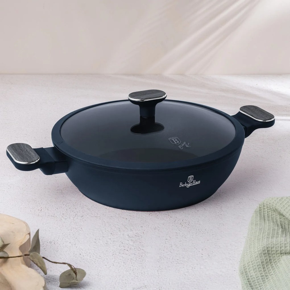 Berlinger Haus tapadásmentes indukciós alacsony lábas fedővel 3,8 L Deep Sea