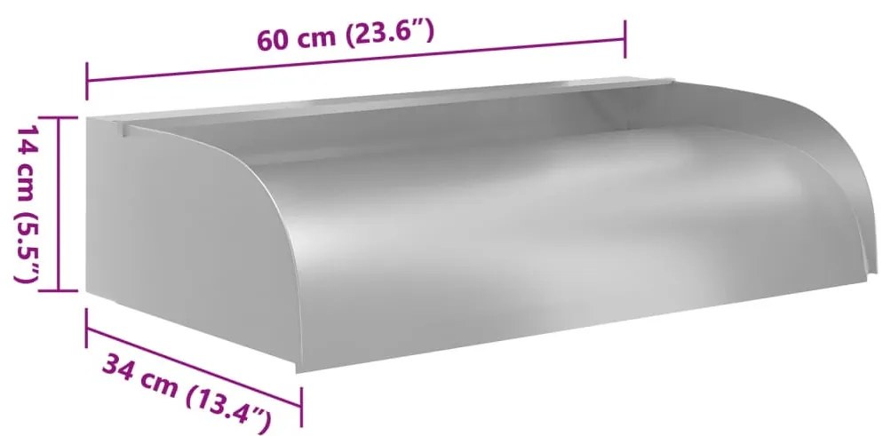 304-es rozsdamentes acél vízesés LED-ekkel 60 x 34 x 14 cm