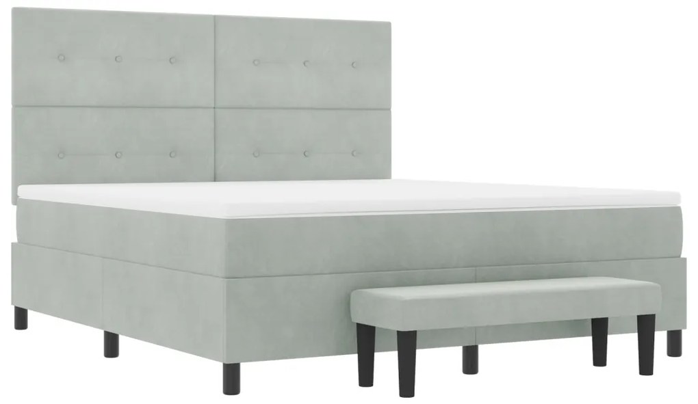 Boxspring Ágy Matraccal és Padlóval, Világosszürke, 180x200 cm, Bársony