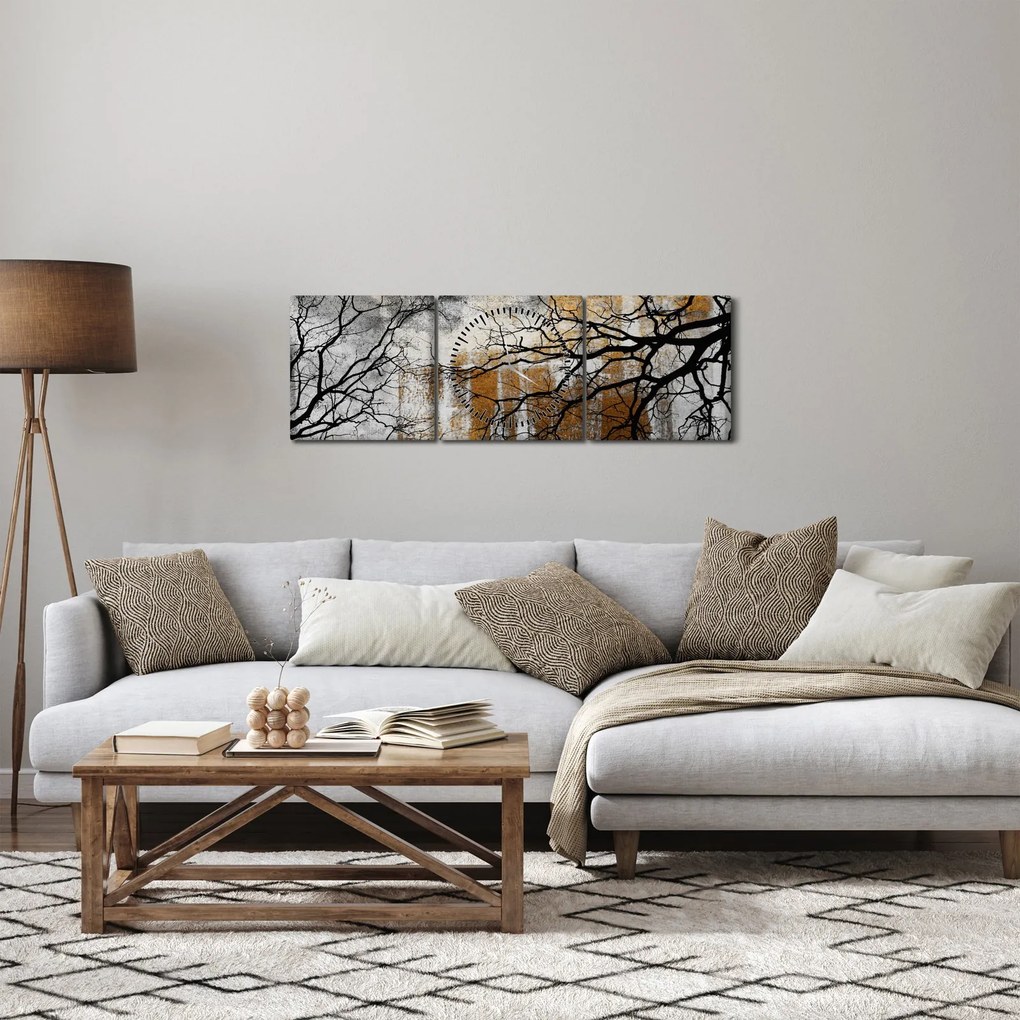 Kép - Fák sziluettek (órával) (90x30 cm)