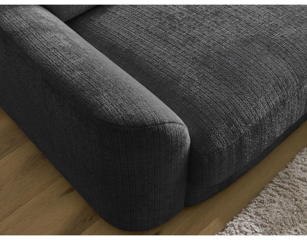 Fekete zsenília sarokkanapé (jobb oldali-heverő résszel) Leonore – Bobochic Paris