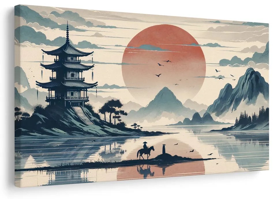 Kép japán táj lovassal
