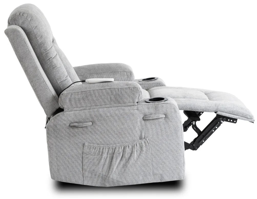 Elektromosan Vezérelhető Masszázsfunkciós Relaxfotel Szürke Szövet Kárpittal. BOX 2