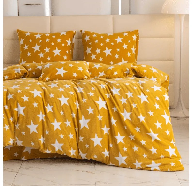 Mikroszálas ágynemű STARS sárga-narancssárga Ágyneműhuzat mérete: 70 x 90 cm | 140 x 200 cm