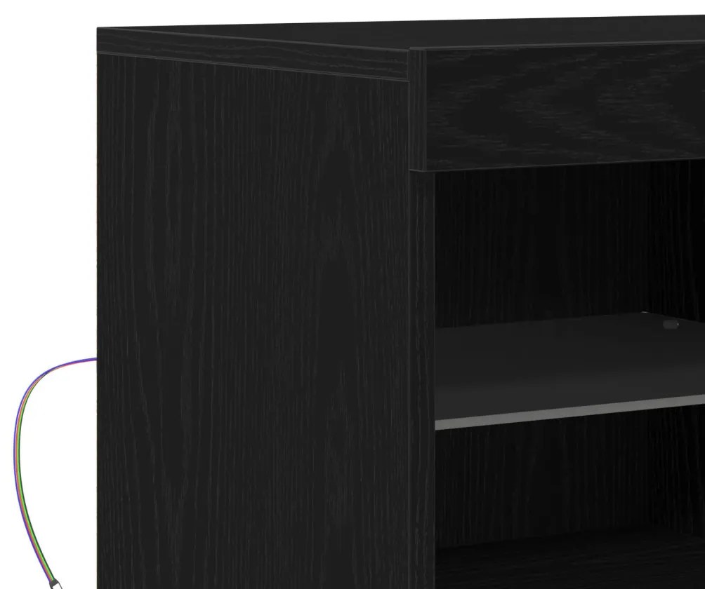 Oldalszekrény LED Műszaki Fekete tölgy 81x37x67 cm