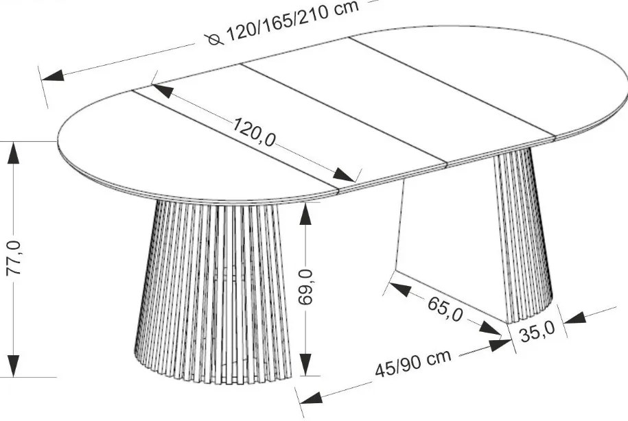 Fargo bővíthető étkezőasztal 120-210cm
