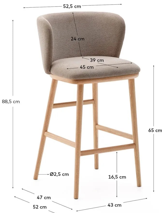 Világosbarna bárszék (ülésmagasság 65 cm) Ciselia – Kave Home