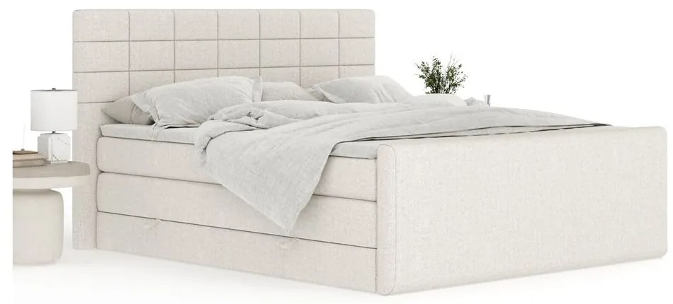 Bézs ágyneműtartós boxspring ágy 160x200 cm Ava – Maison de Rêve