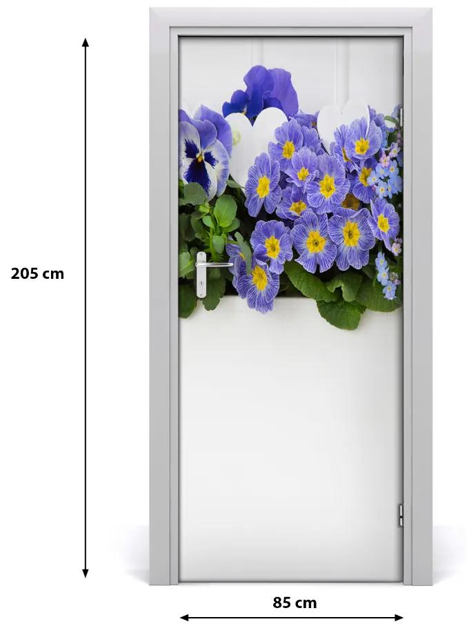Ajtóposzter lila virágok 95x205 cm