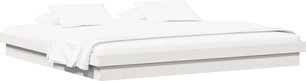 vidaXL Ágykeret Fehér 200 x 200 cm Tömör fenyőfa