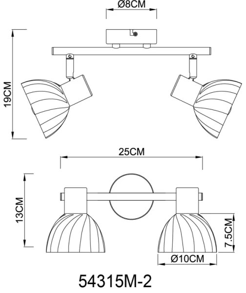 Globo 54315M-2 - Spotlámpa ZACHERY 2xE14/40W/230V arany