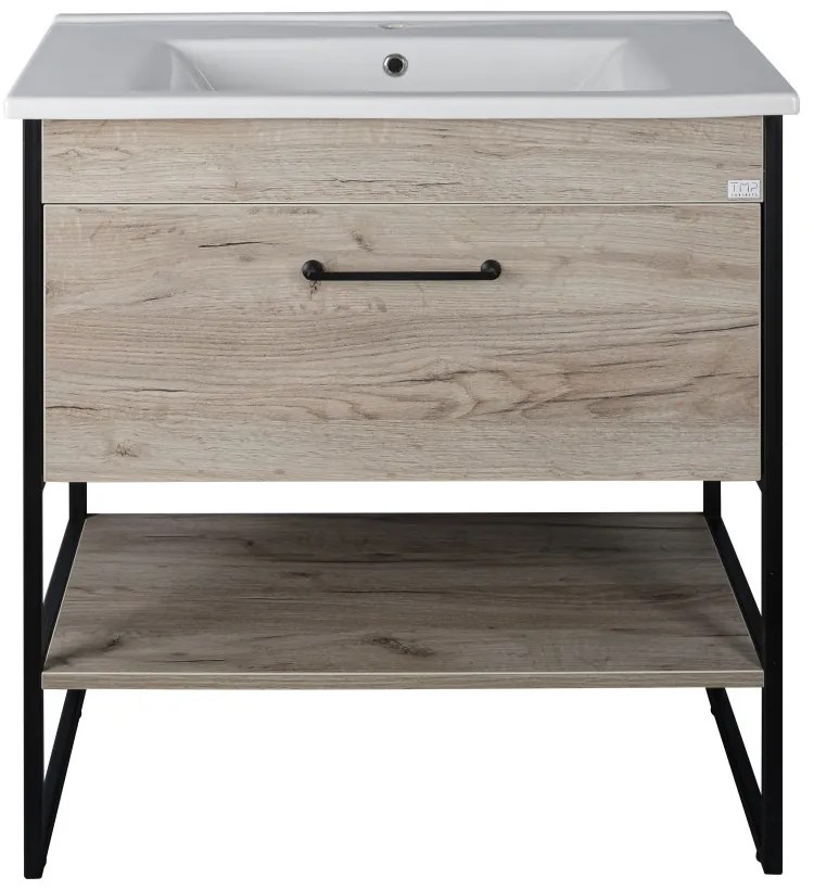 TMP IRON 85 álló fürdőszobabútor - Sanovit ATRIA 9085 porcelán mosdóval - 85 x 45,5cm