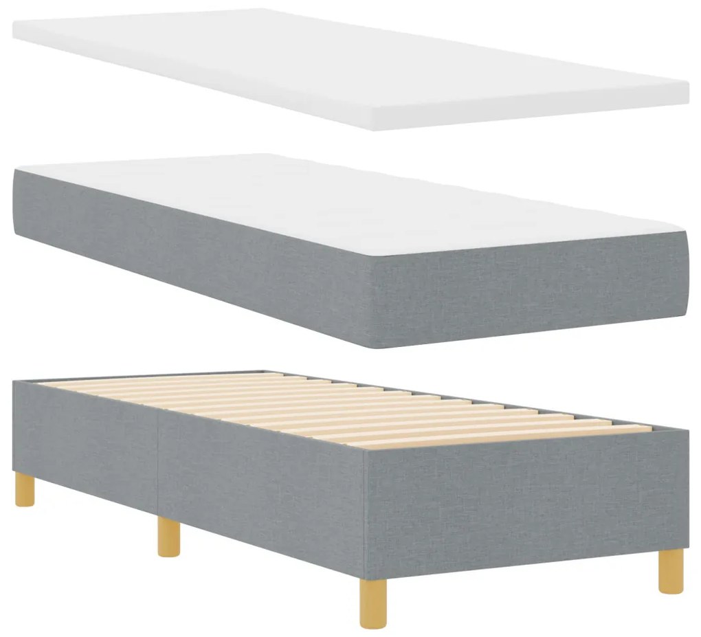 Boxspring Ágy Matracelemmel és Pad Light Grey 80x200 cm Szövet