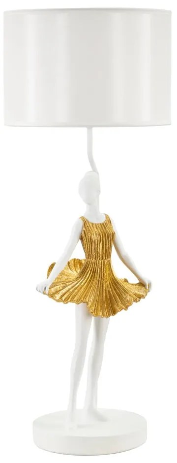 Fehér-aranyszínű asztali lámpa textil búrával (magasság 90,5 cm) Dancer – Mauro Ferretti