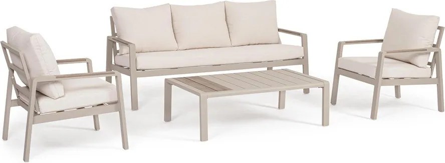 Bézs alumínium ötszemélyes kerti lounge szett Elna – Bizzotto