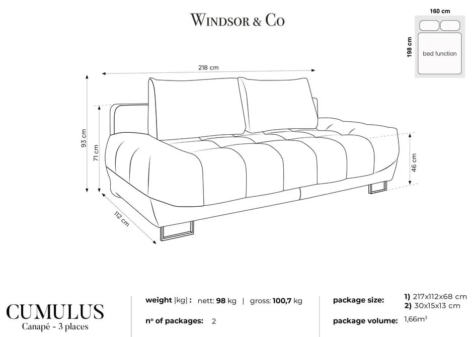 Cumulus zöld háromszemélyes kinyitható kanapé - Windsor &amp; Co Sofas