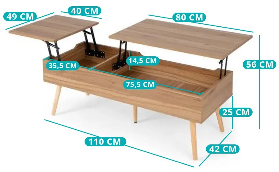 Dohányzóasztal 2 rejtett rekesszel