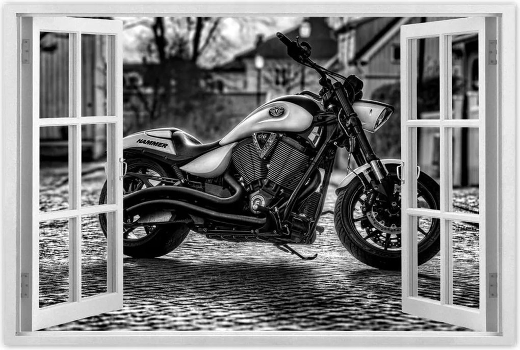 Poszterek 90x60 Fekete-fehér fotó motor