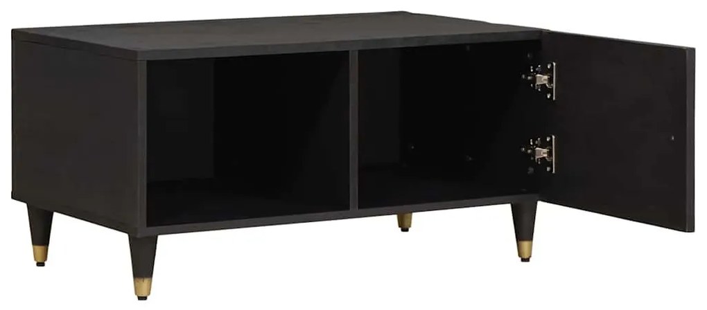 vidaXL Dohányzóasztal Fekete 80 x 50 x 40 cm Tömör Mangófát