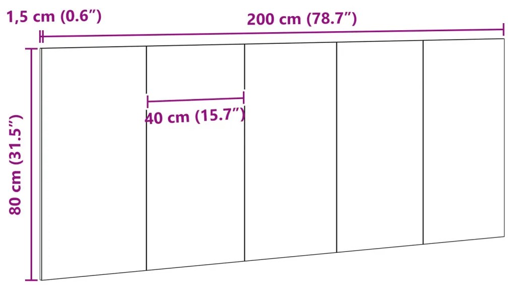 Ágyfej Vég Fekete Tölgy 200x1,5x80 cm Műanyag Fából