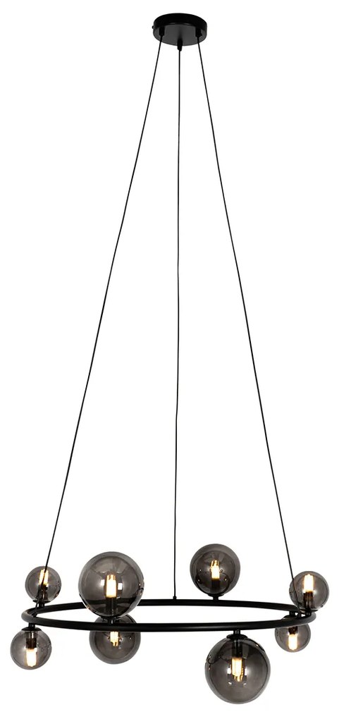 Fekete függőlámpa füstüveggel, kerek, 8-as - Monaco