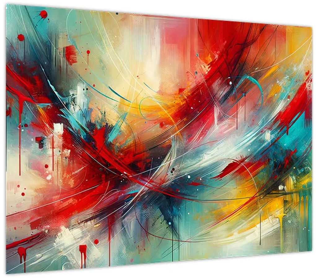 Üveg kép – Absztrakció pirossal (70x50 cm)