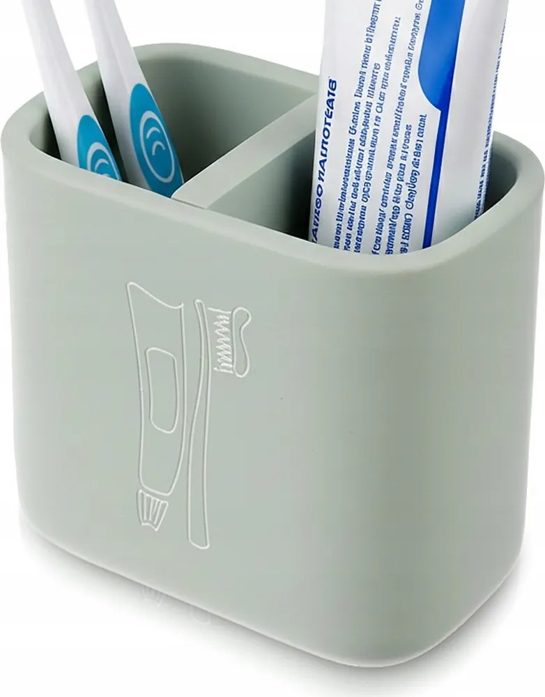 Fürdőszobai bögre Zöld osztott fogkefetartó fogkrém