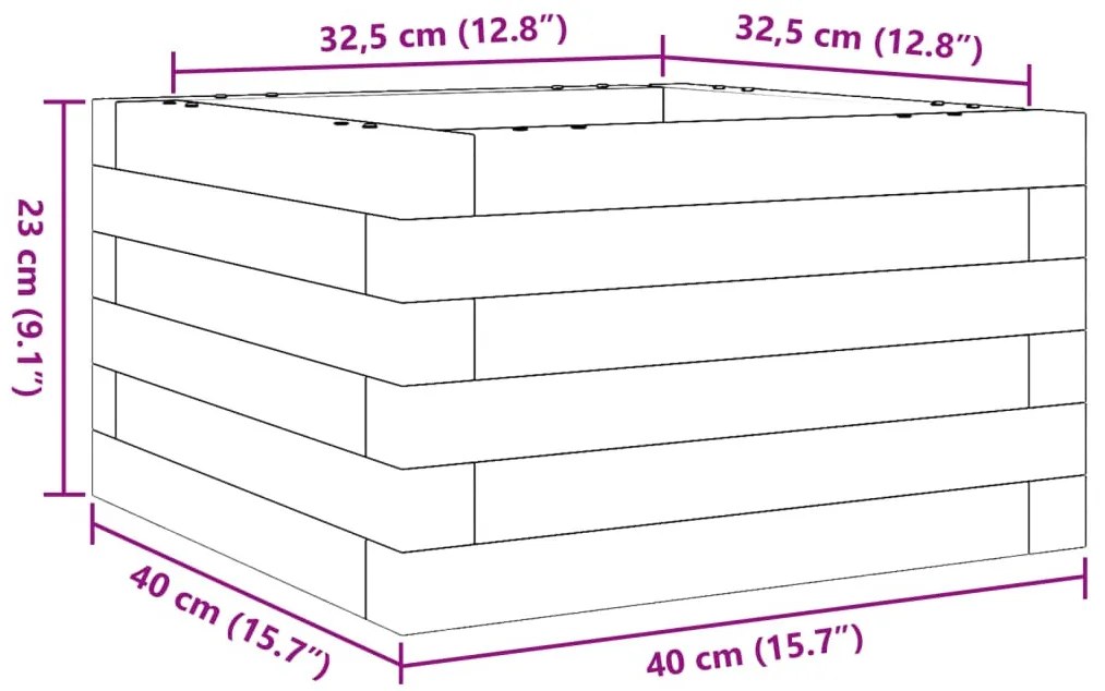 vidaXL impregnált fenyőfa kerti virágláda 40x40x23 cm