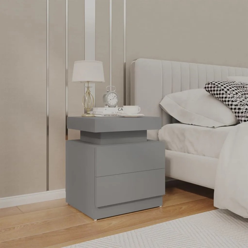 Szürke szerelt fa éjjeliszekrény 45 x 35 x 52 cm