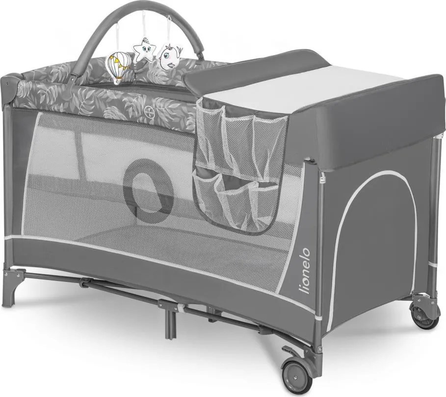 Lionelo - Utazó kiságy FLOWER Kőszürke