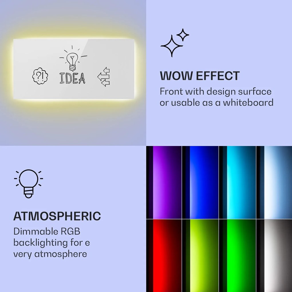 Mojave 1000 smart, infravörös hősugárzó 2 az 1-ben, konvektor, 120 x 60 cm, 1000 W, RGB világítás