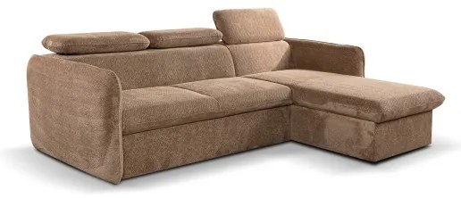 Bejárható sarokkanapé L-alakban, tárolóval, BEJA bézs, jobb oldali