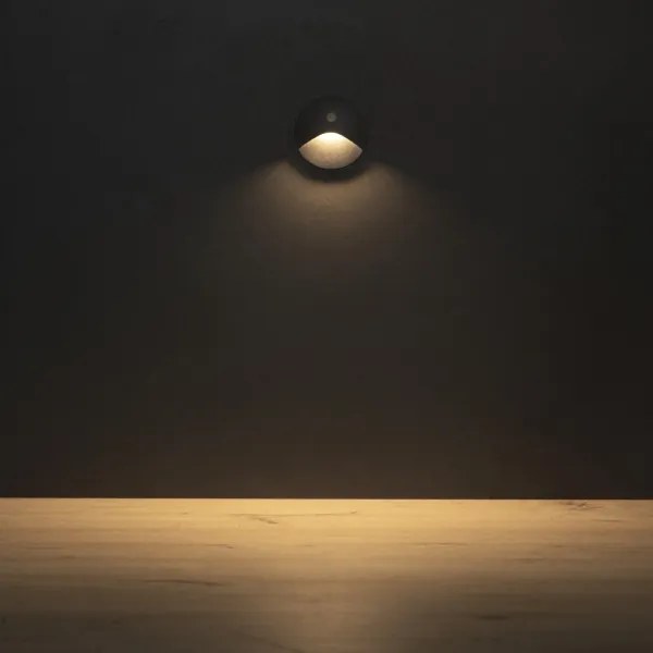 Kanlux 39125 - LED lépcsővilágító lámpatest érzékelővel EXIN 2,5W/230V 3000K IP65 antracit, kerek