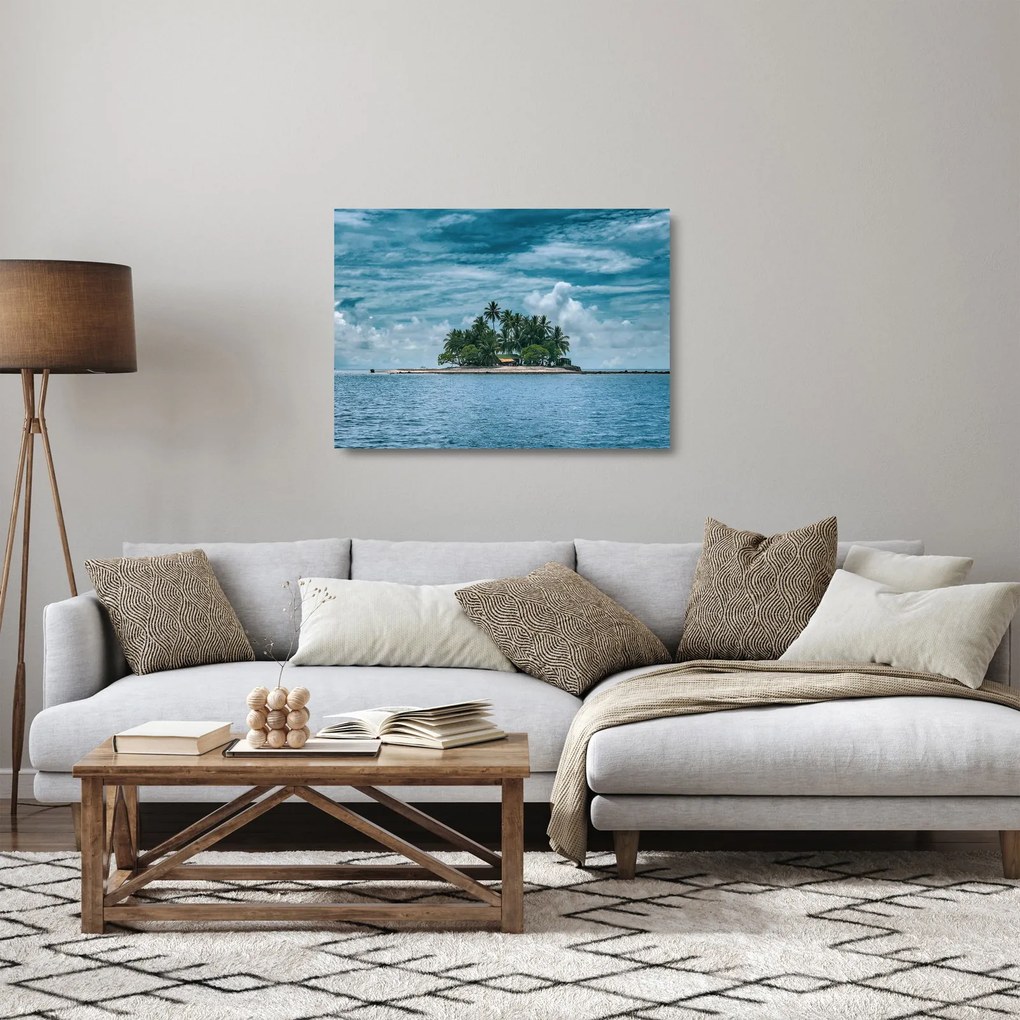 Kép - sziget a tengeren (üvegen) (70x50 cm)