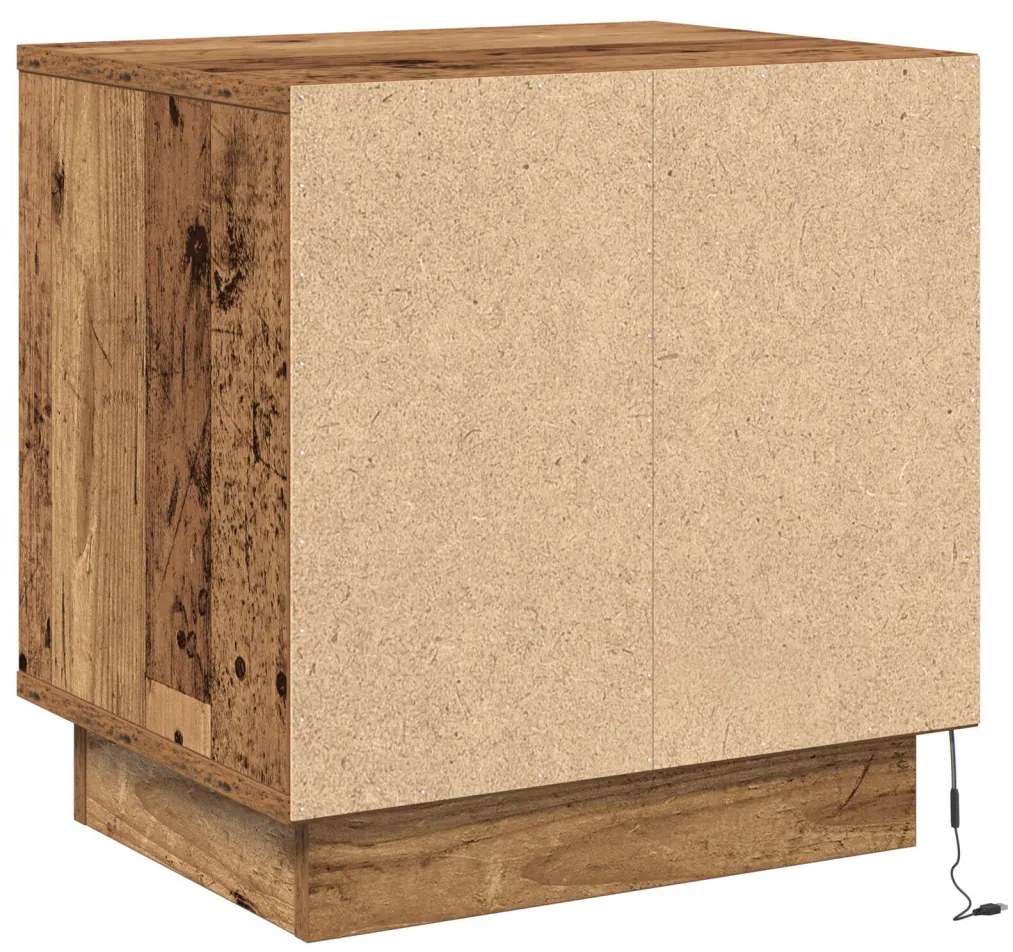 Éjjeli asztal LED világítással Régi fa 44x34,5x45 cm