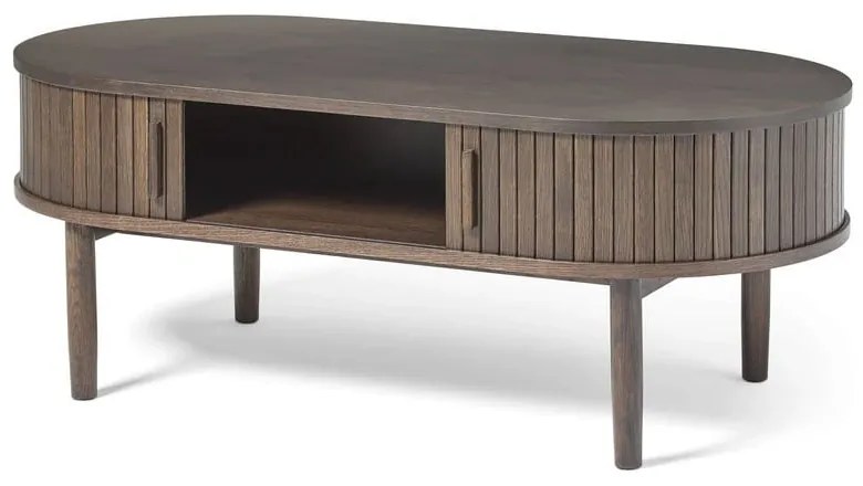 Sötét natúr színű dohányzóasztal tölgyfa dekorral 60x120 cm Meta – Unique Furniture