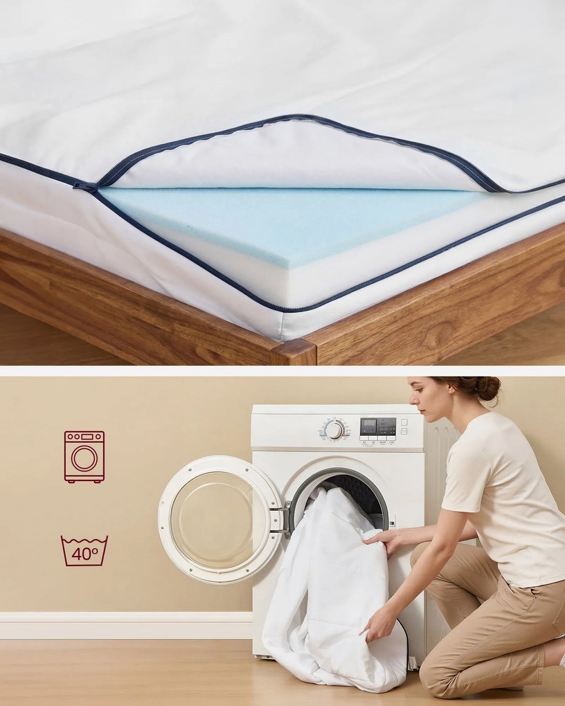 VASAGLE 7-zónás géles memory foam matrac, 90 x 200 x 16 cm, H3
