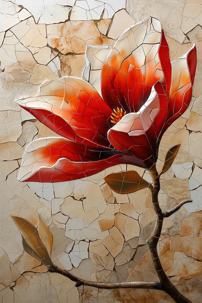 Poszter 40x60cm Mozaik üvegvirággal