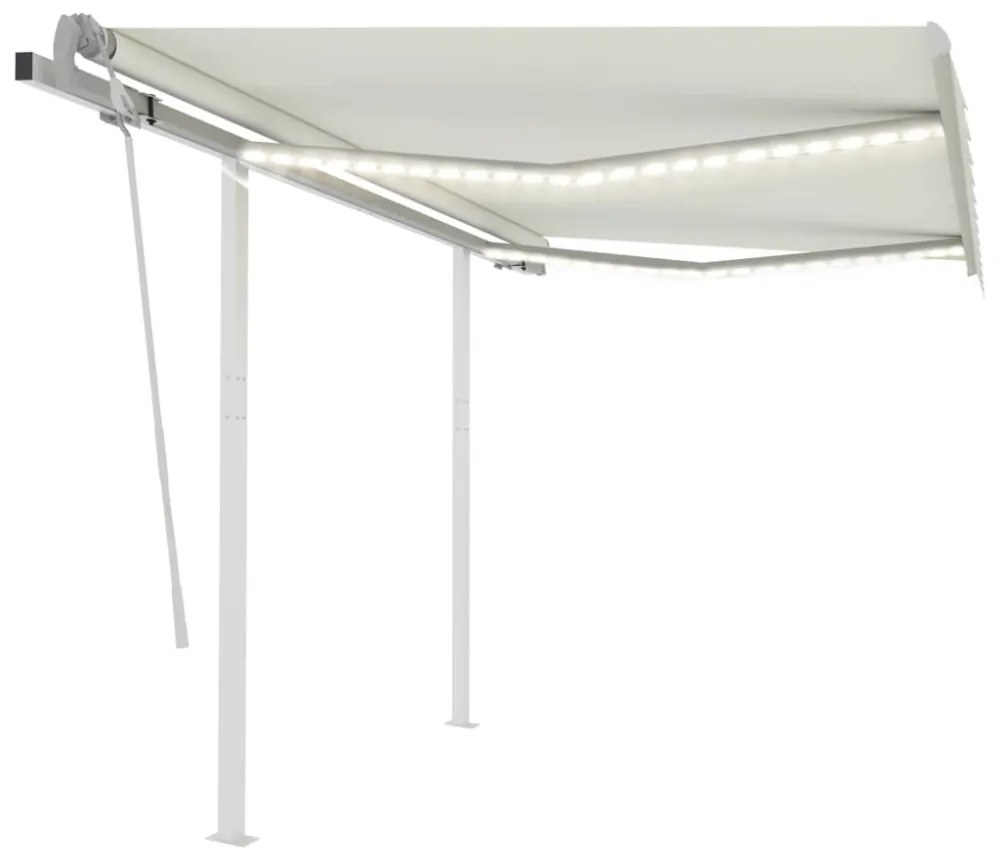 krémszínű kézzel kihúzható LED-es napellenző 3 x 2,5 m