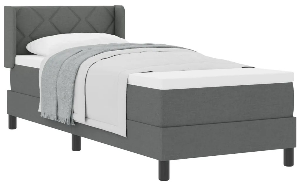 Boxspring Ágy Matraccal – Sötétszürke, 80 x 200 cm Szövet