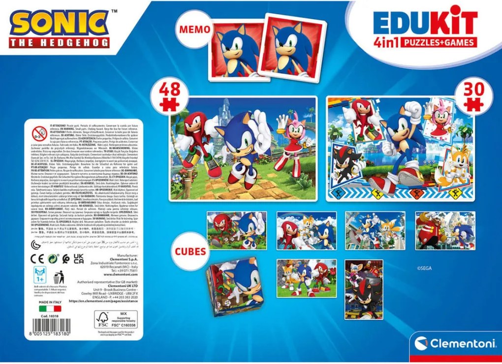 Sonic a sündisznó Characters 4 az 1-ben játékgyűjtemény Clementoni