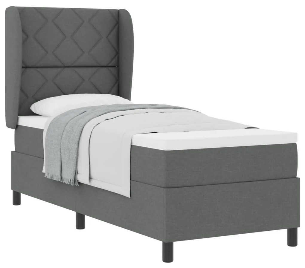 Boxspring Ágy Matrac Fekete Szürke színben, 80x200 cm, Szövet
