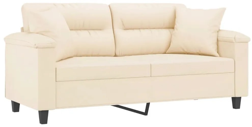 2 személyes bézs mikroszálas szövetkanapé párnákkal 140 cm